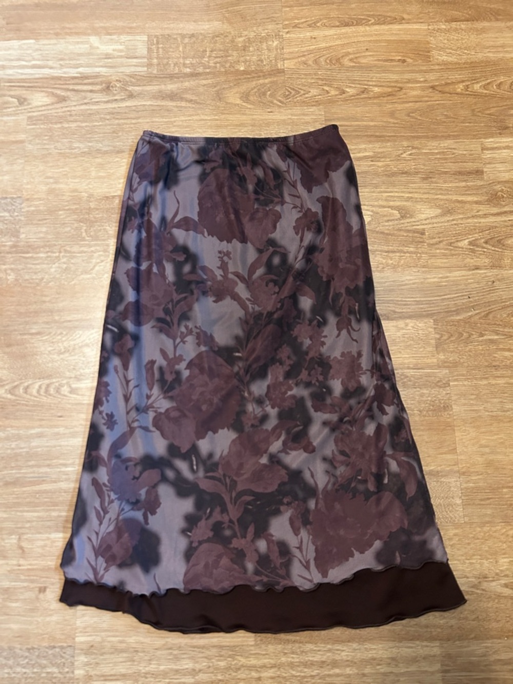 Long Brown Floral Skirt